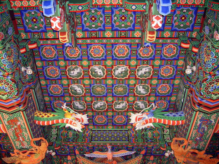 Ceiling painting of main Buddha hall of temple
