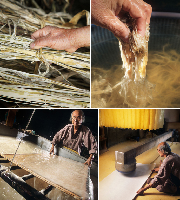 Artisan making hanji Korean traditional paper