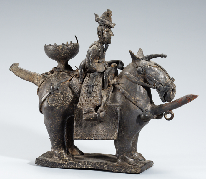 Ancient Korean horse and rider-shaped clay teapot