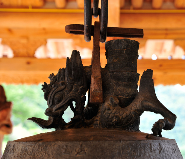 Dragon hook on Korean Buddhist bronze temple bell