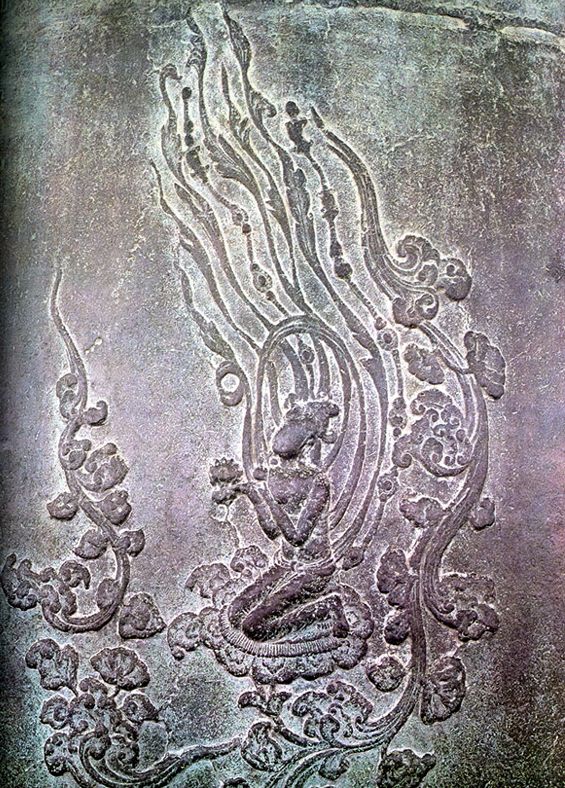 Fairy figure engraved on Korean temple bell