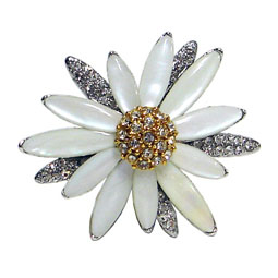 Mother of Pearl White Sunflower Brooch