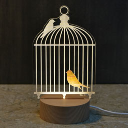 Mother of Pearl Birdcage Design LED USB Cable Bedside Lamp 