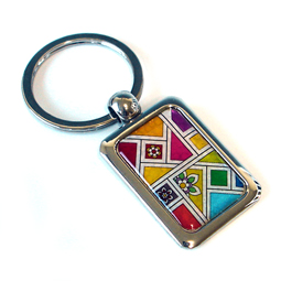 Mother of Pearl Luxury Keychain with Patchwork Design