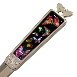 Mother of Pearl Letter Opener with Butterfly Design in Black