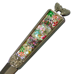 Mother of Pearl Letter Opener with Butterfly Design in White