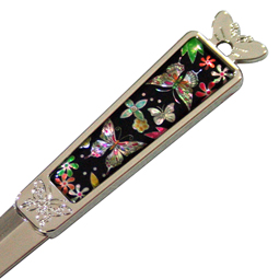 Mother of Pearl Letter Opener with Flower Butterfly Design 