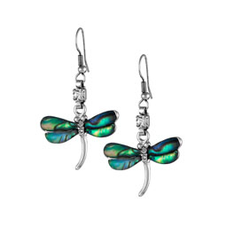 Mother of Pearl Earrings with Dragonfly Design