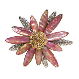 Mother of Pearl Pink Sunflower Brooch
