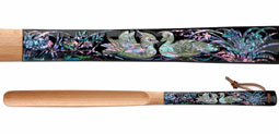 Mother of Pearl Inlay Art Wooden Shoehorn with Mandarin Duck Design