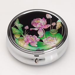 Mother of Pearl Lotus Flower Design Pill Box