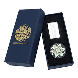 Mother of Pearl Golf Ball Marker Cap Clip Set with Lotus Flower Design
