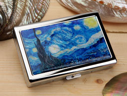 Mother of Pearl 100S King Size Cigarette Case with Starry Night by Van Gogh
