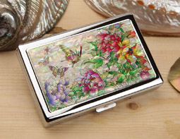 Mother of Pearl 100S Extra Long Cigarette Case with Peony Flower Butterfly