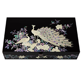 Mother of Pearl Inlay Sunglasses Organizer Box with Peacock Design