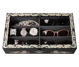 Mother of Pearl Inlay Sunglasses Organizer Box with Dragon Design