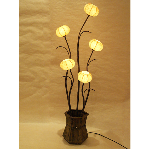 Paper Lamp Shades on Paper Floor Lamp Shades With Flowerpot Design And Five Windflower Buds