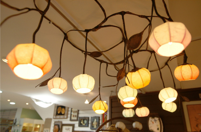 Korean Mulberry Paper Ceiling Lamp With 13 Windflower Bud Lights