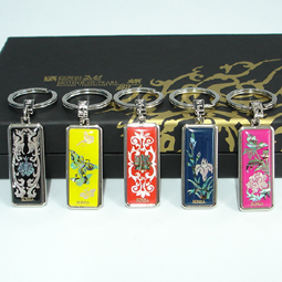 Mother of Pearl Keychains Set with Flower and Butterfly Design