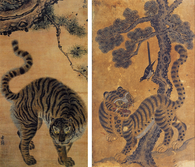 Tiger and magpie folk painting of Korea