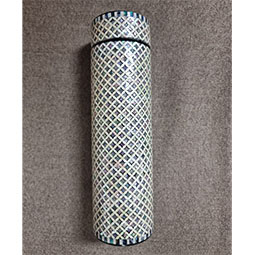 Mother of Pearl Water Bottle with Geometric Design 