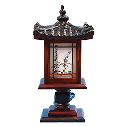 Wood Bedside Lamp with Traditional Korean Pavilion Design