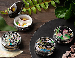 Mother of Pearl Pill Box Set: Peacock Longevity Lotus 