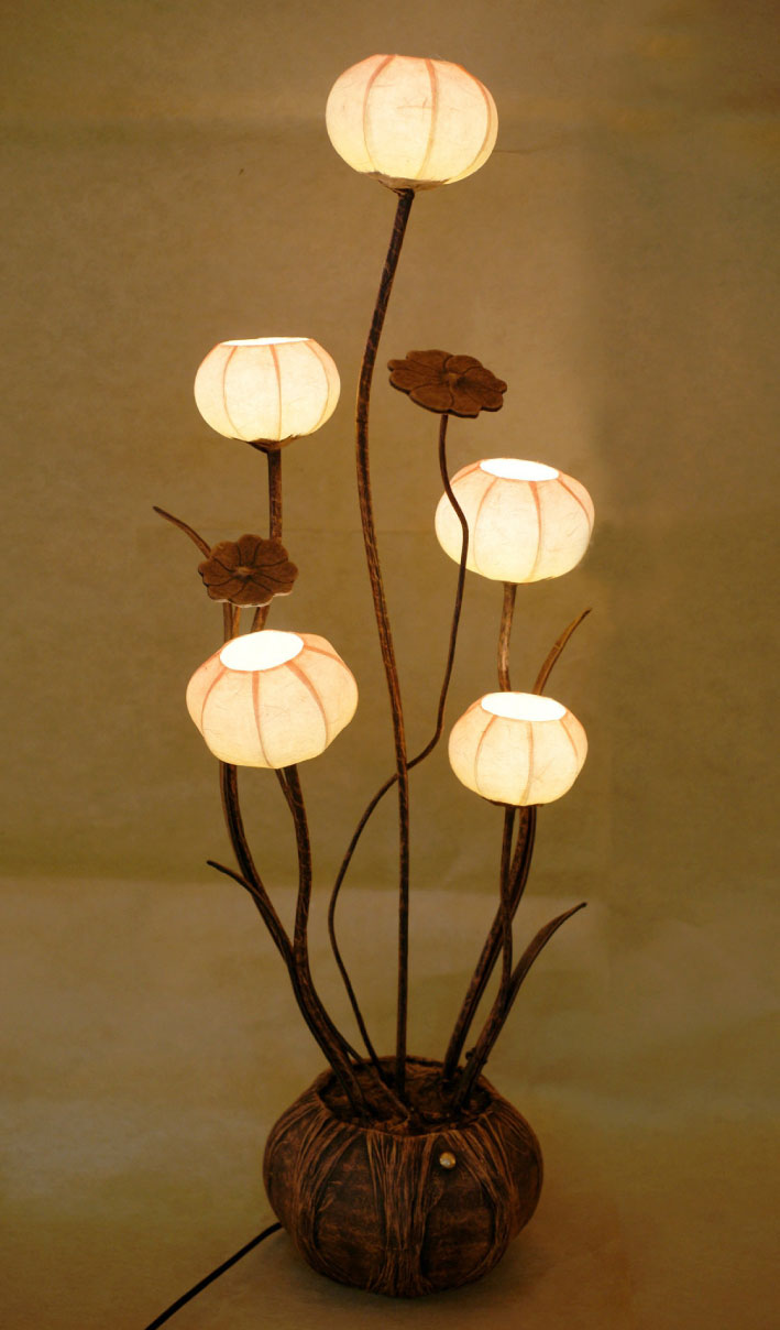 Floor Paper Lamp Shades with Five Pink Cotton Buds Antique Alive Store