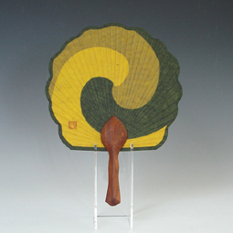 Bamboo Fan for Wedding with Lotus-shaped Paper Yin Yang Design