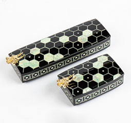Mother of Pearl Pen Business Card Holder Set with Geobukseon Turtle Ship