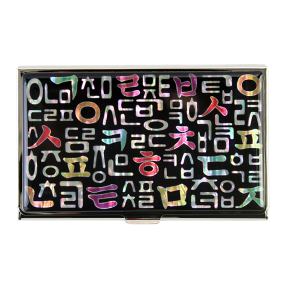 Mother of Pearl Metal Business Credit Card Case Black Purse Pocket Money Holder 