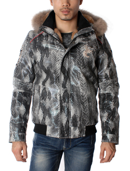 Anaconda Design Hooded Snorkel Faux Fur Jacket