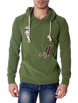 Green Eagle Crest Design Pullover Hoodie with Kangaroo Pockets