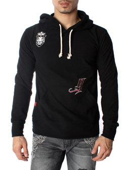 Black Eagle Crest Design Pullover Hoodie with Kangaroo Pockets