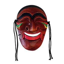 Hand Carved Colorful Wood Korean Smile Hahoe Mask Yangban Hahoetal