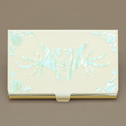 Mother of Pearl Golden Metal Phoenix Zodiac Design Business Card Case