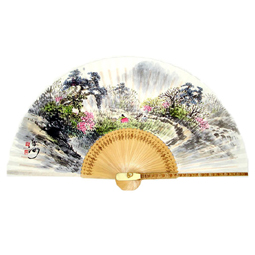Folding Hand Fan with Painting of Farmer Couple Working in the Field