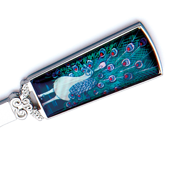 Mother of Pearl Peacock Design Steel Sword Knife Blade Letter Envelope 