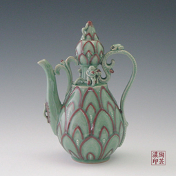 Celadon Green Decanter Underglazed with Copper Red 